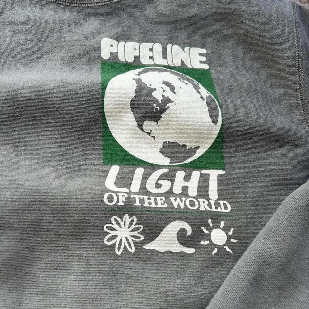 Heavy green and white Pipeline Light of the World crewneck sweatshirt - Picture 4 of 4